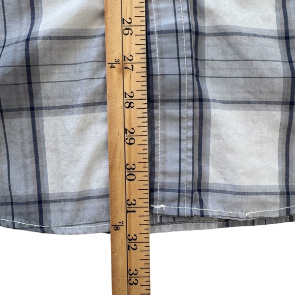 Coastal Clothing XL‎ Blue Plaid Short Sleeve Pearl Snaps Men's Western Shirt - Picture 5 of 10